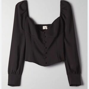 Aritzia Black Button-Up Blouse